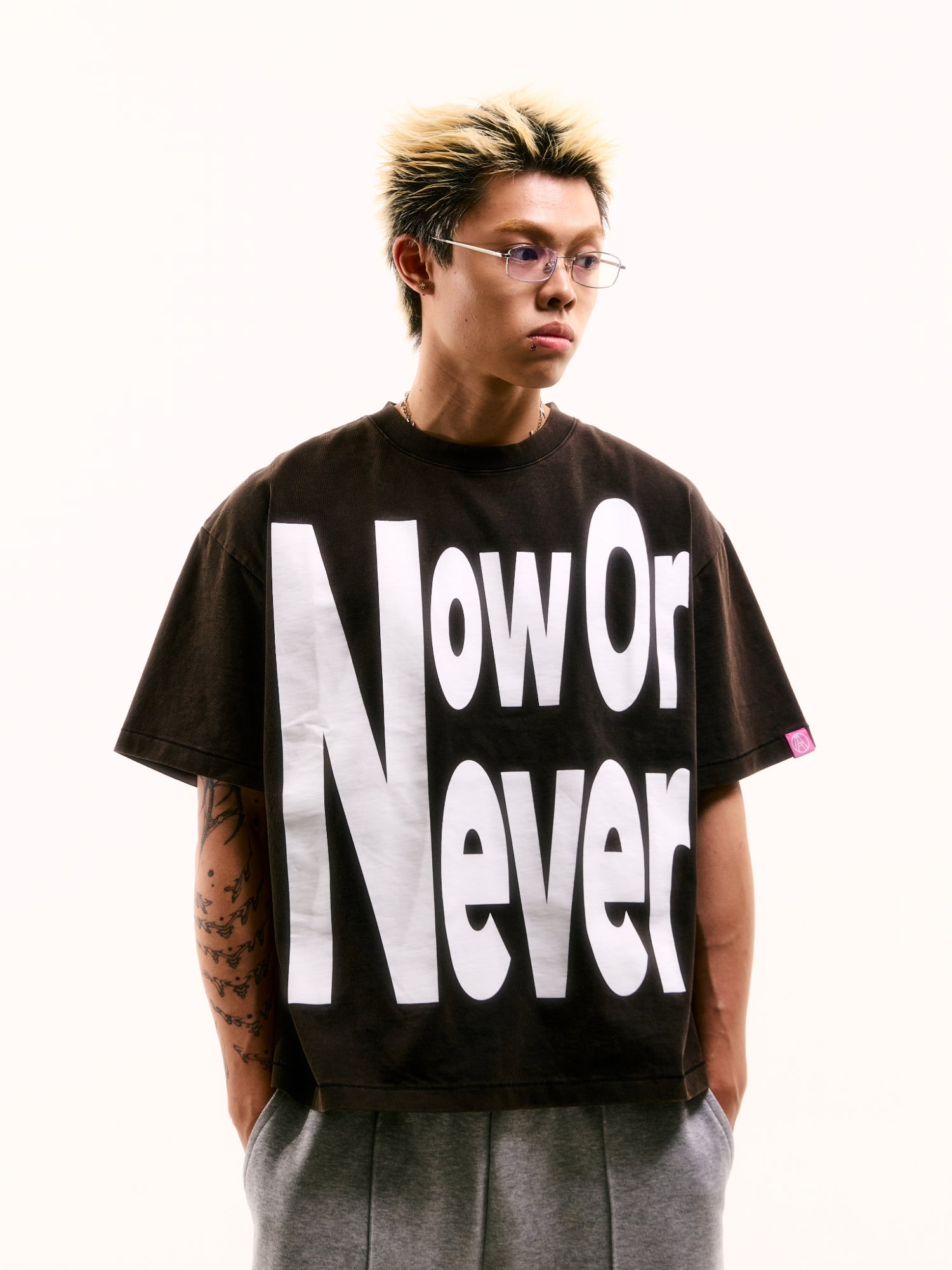 NOW OR NEVER TEE WASHED BROWN