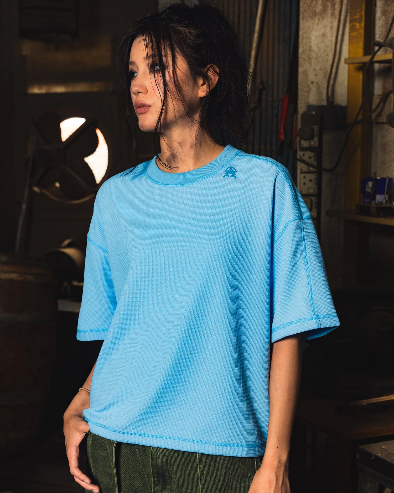 AGAINST X HDPC FABRICATOR WAFFLE TEE SKY