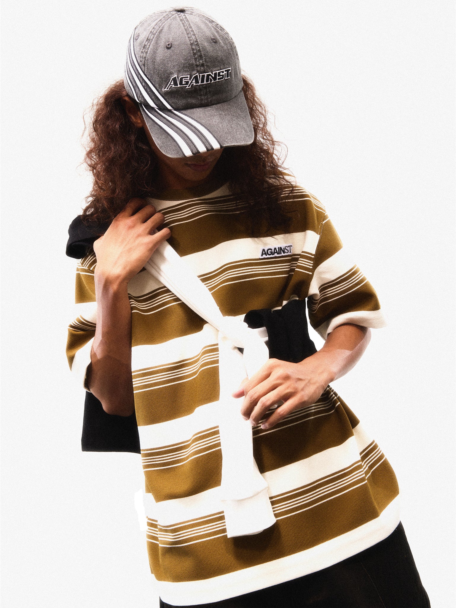 BIG STRIPE TEE BROWN