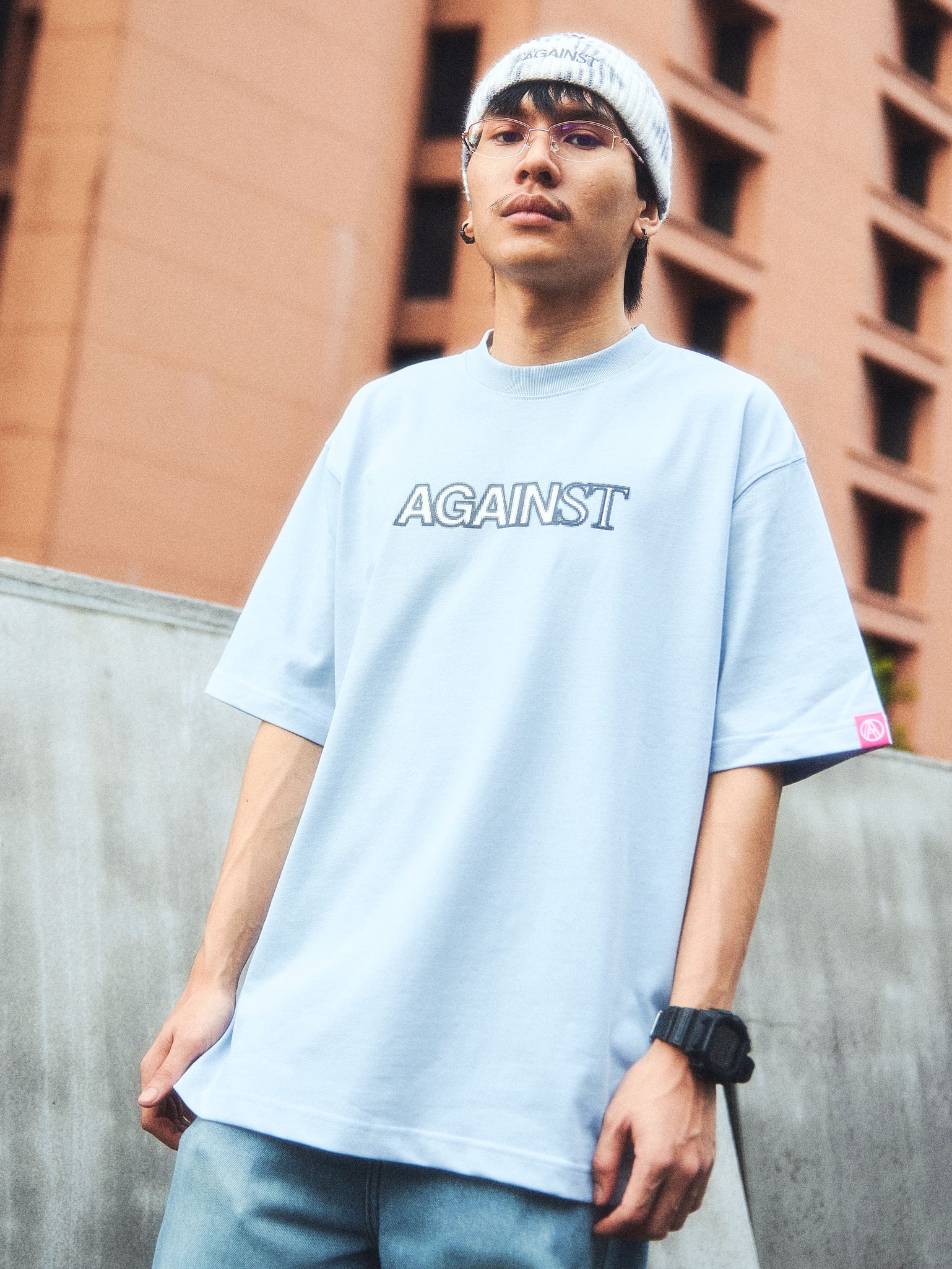 BLURRED LOGO TEE BLUE