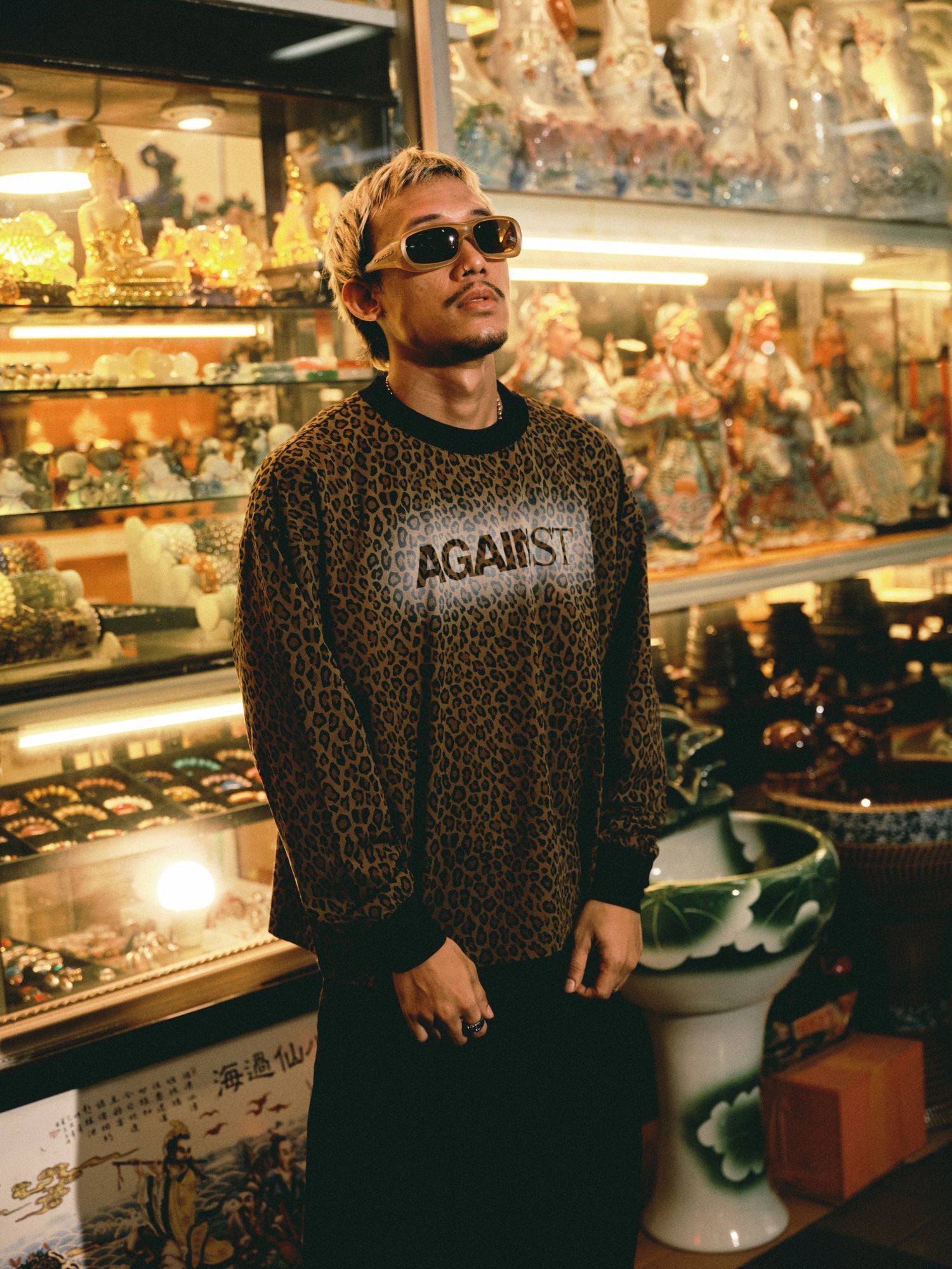 LEOPARD LOUNGE L/S TEE – AGAINST LAB.