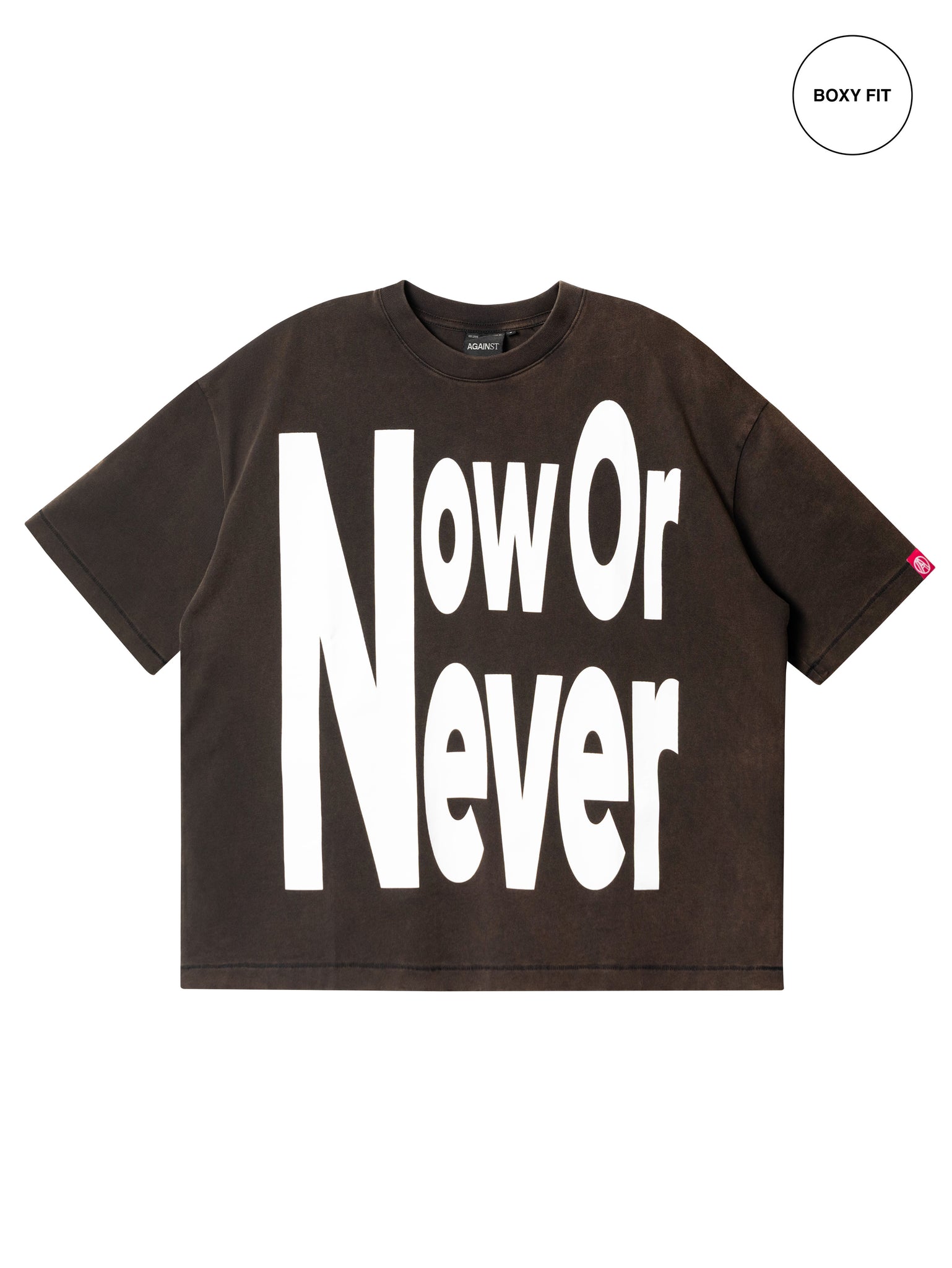 NOW OR NEVER TEE WASHED BROWN