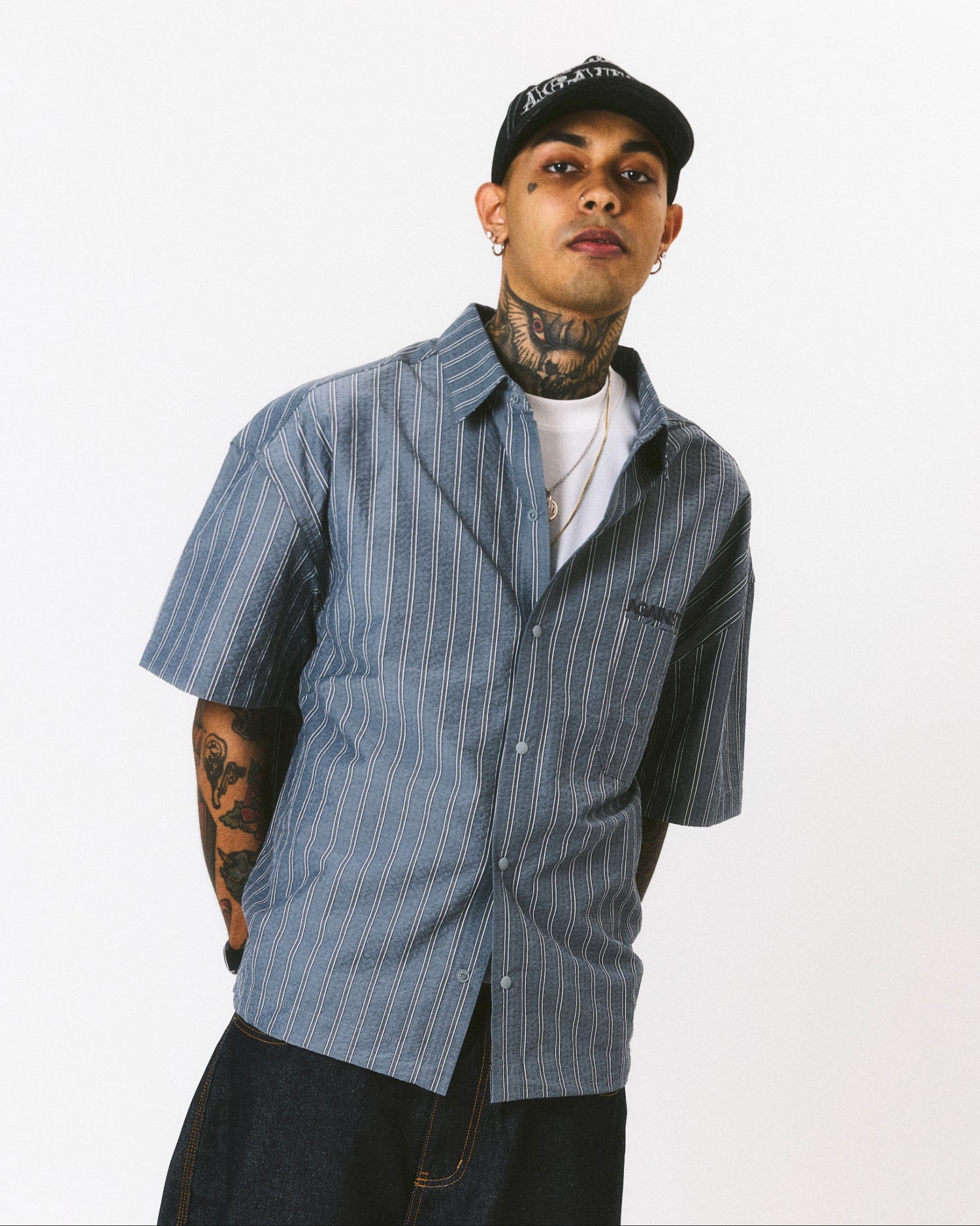 STRIPE STANDARD SHIRT GREY – AGAINST LAB.