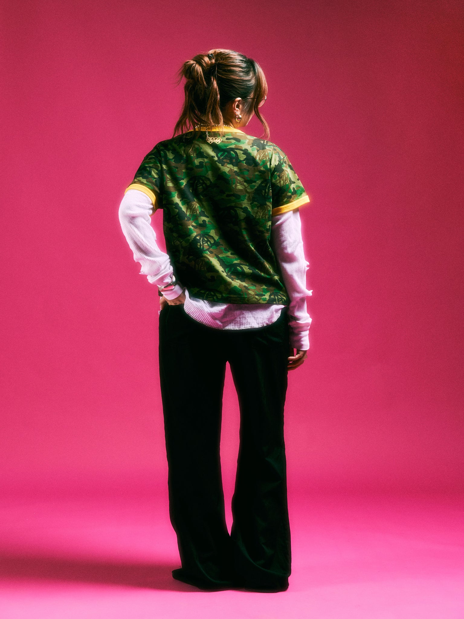 TELETEXT KAOMOJI CAMO RINGER TEE